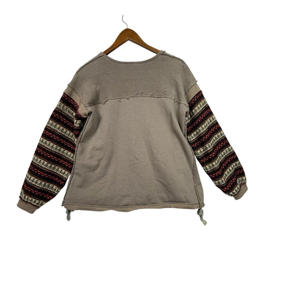 Mystree Womens Pullover Sweatshirt Sweater Sz Small Knit Arms Raw Hem Distressed - Picture 3 of 9